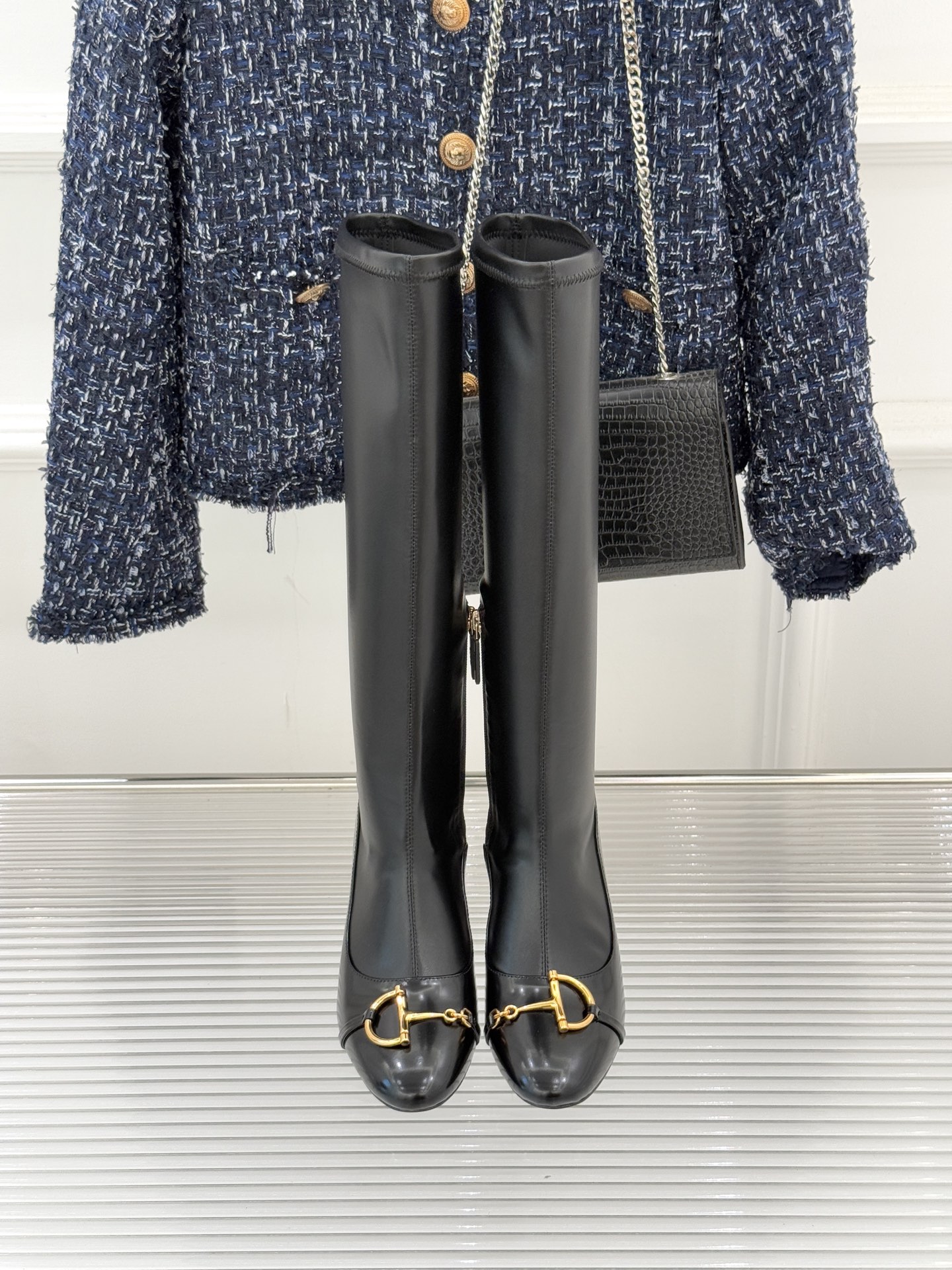 GUCCI グッチ レGGブローチ ブーツ ブラック - 画像 4