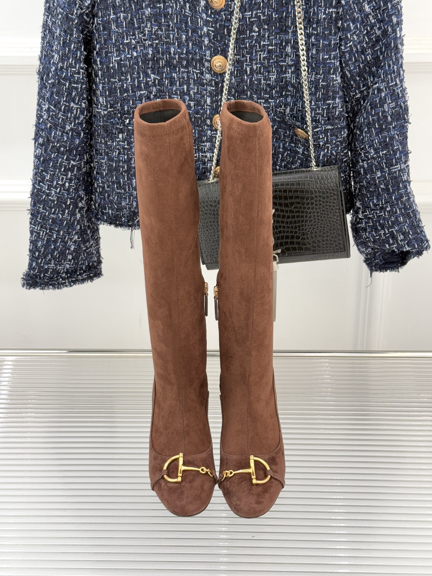 GUCCI グッチ レディース レイズドブーツ 本革 通勤 ブラック - 画像 4