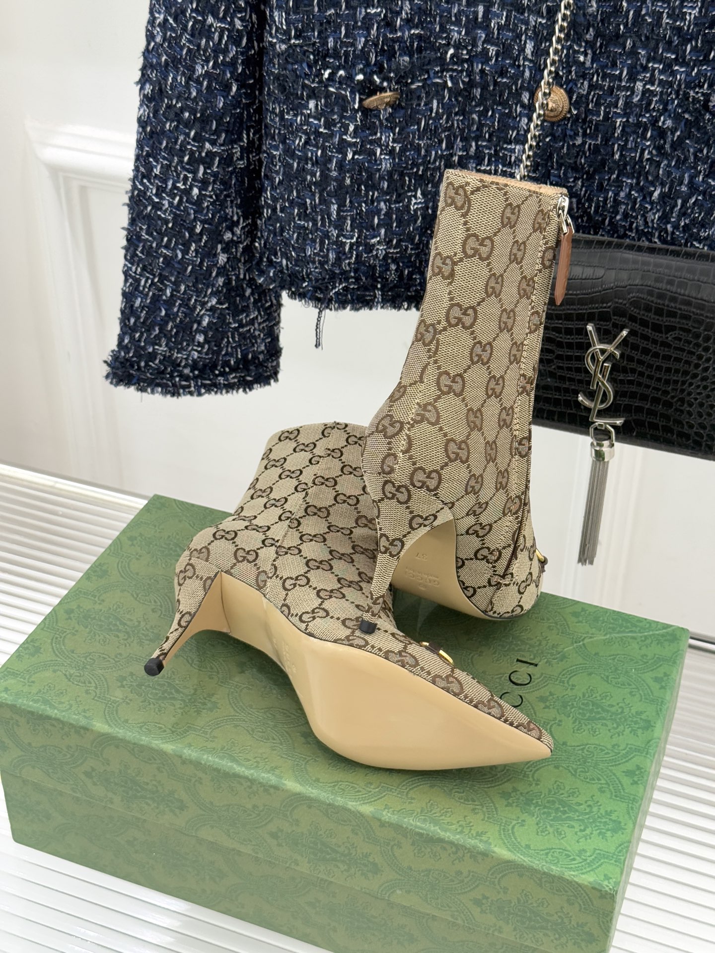 GUCCI グッチ フラットシューズ シャネル風 靴 ブラック 00351 - 画像 9