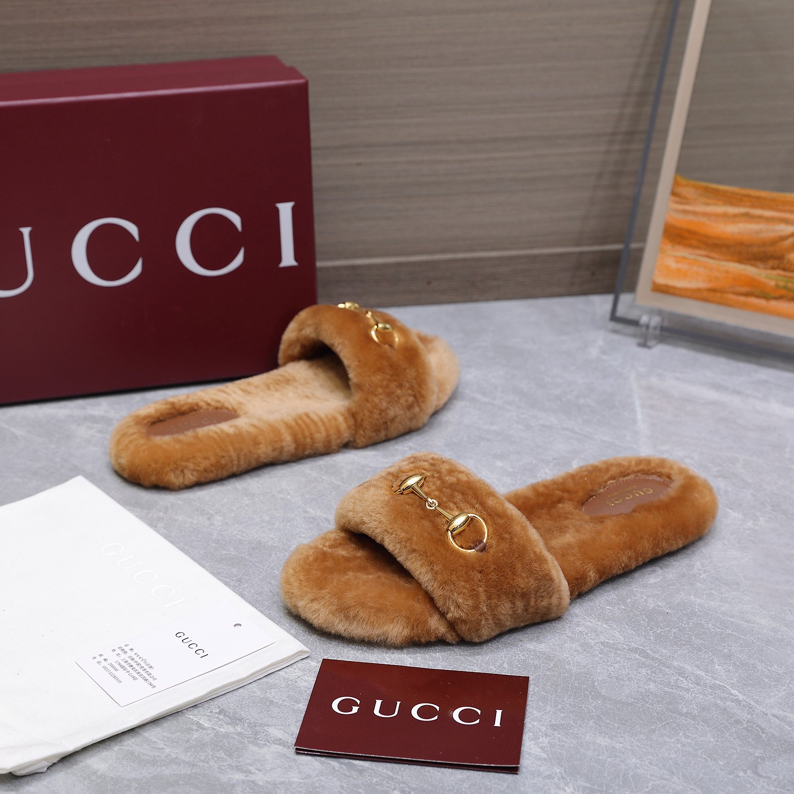 GUCCI グッチ フラットシューズ 本革 プラットフォーム ブラウン