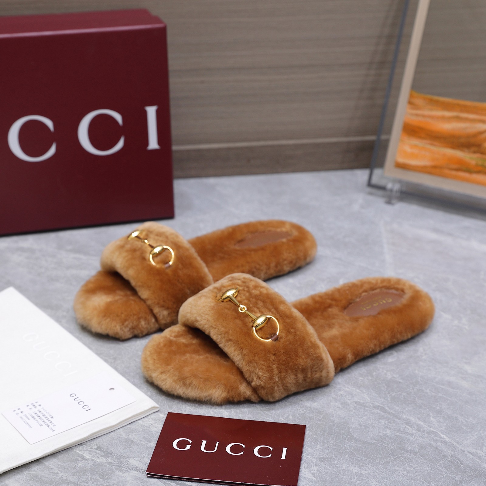 GUCCI グッチ フラットシューズ 本革 プラットフォーム ブラウン - 画像 2