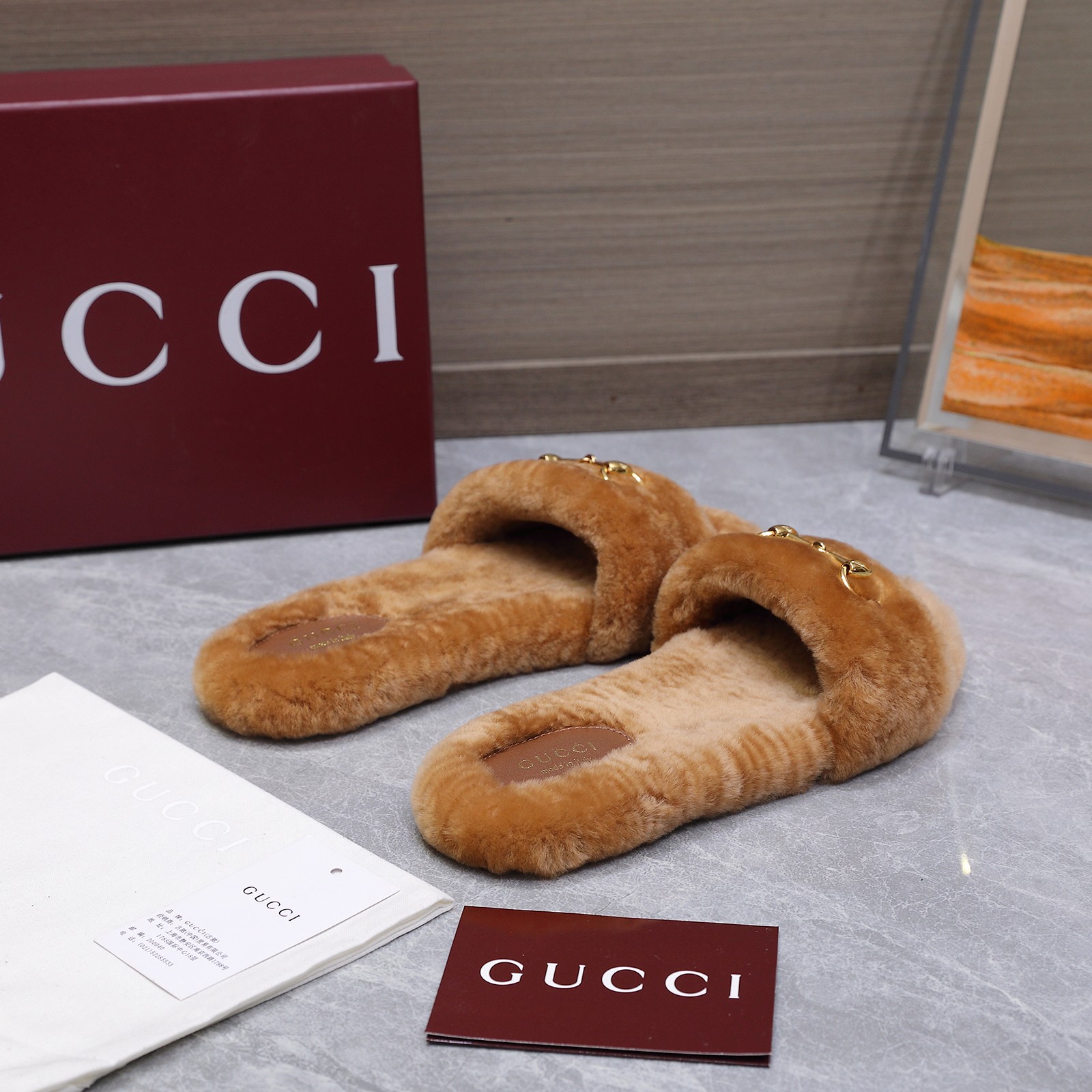 GUCCI グッチ フラットシューズ 本革 プラットフォーム ブラウン - 画像 5