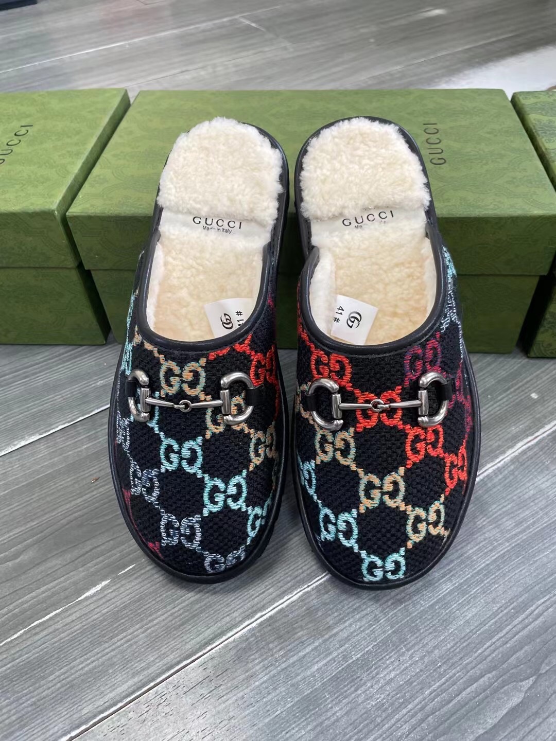 GUCCI グッチ モカシン フラットシューズ 本革 綿素材 ブラック 全4色 - 画像 2