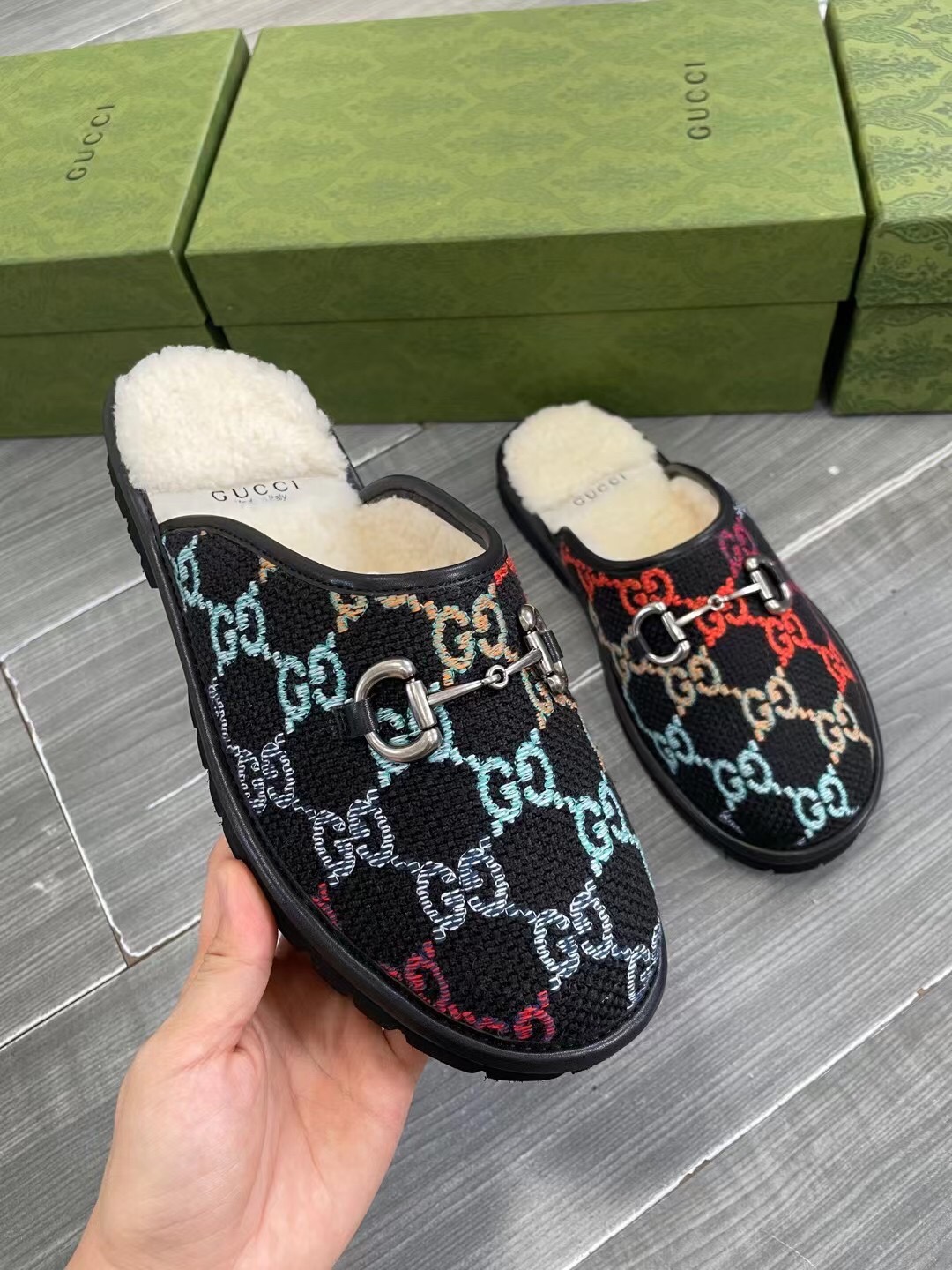 GUCCI グッチ モカシン フラットシューズ 本革 綿素材 ブラック 全4色 - 画像 3