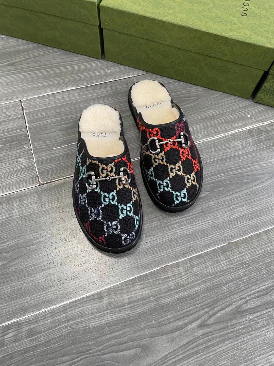 GUCCI グッチ モカシン フラットシューズ 本革 綿素材 ブラック 全4色 - 画像 4