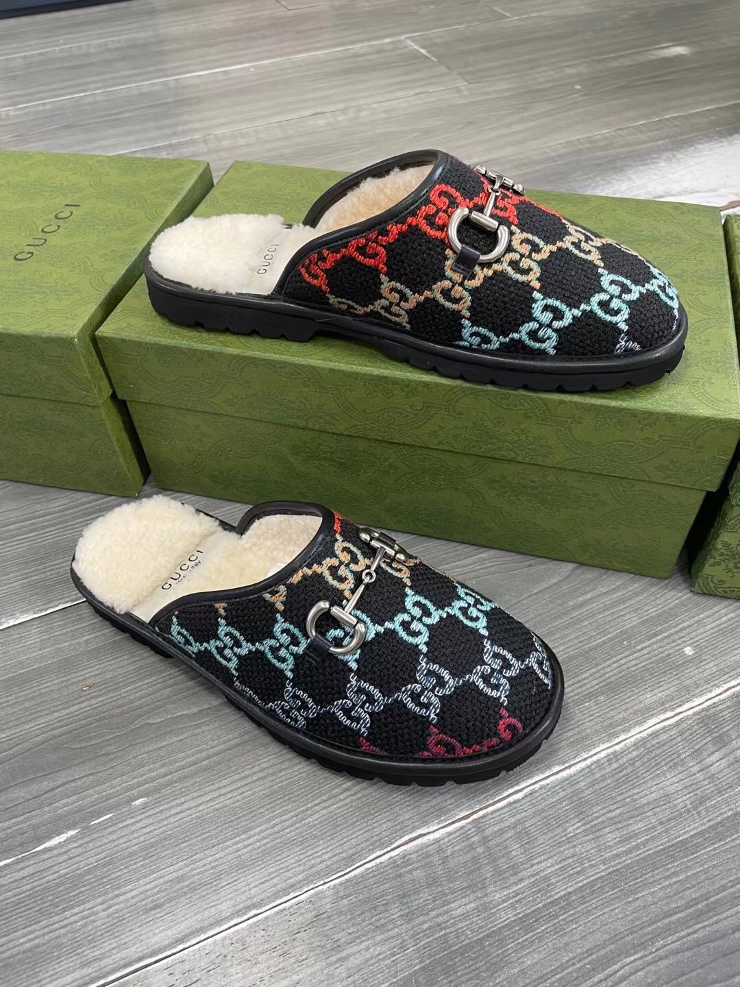 GUCCI グッチ モカシン フラットシューズ 本革 綿素材 ブラック 全4色 - 画像 7