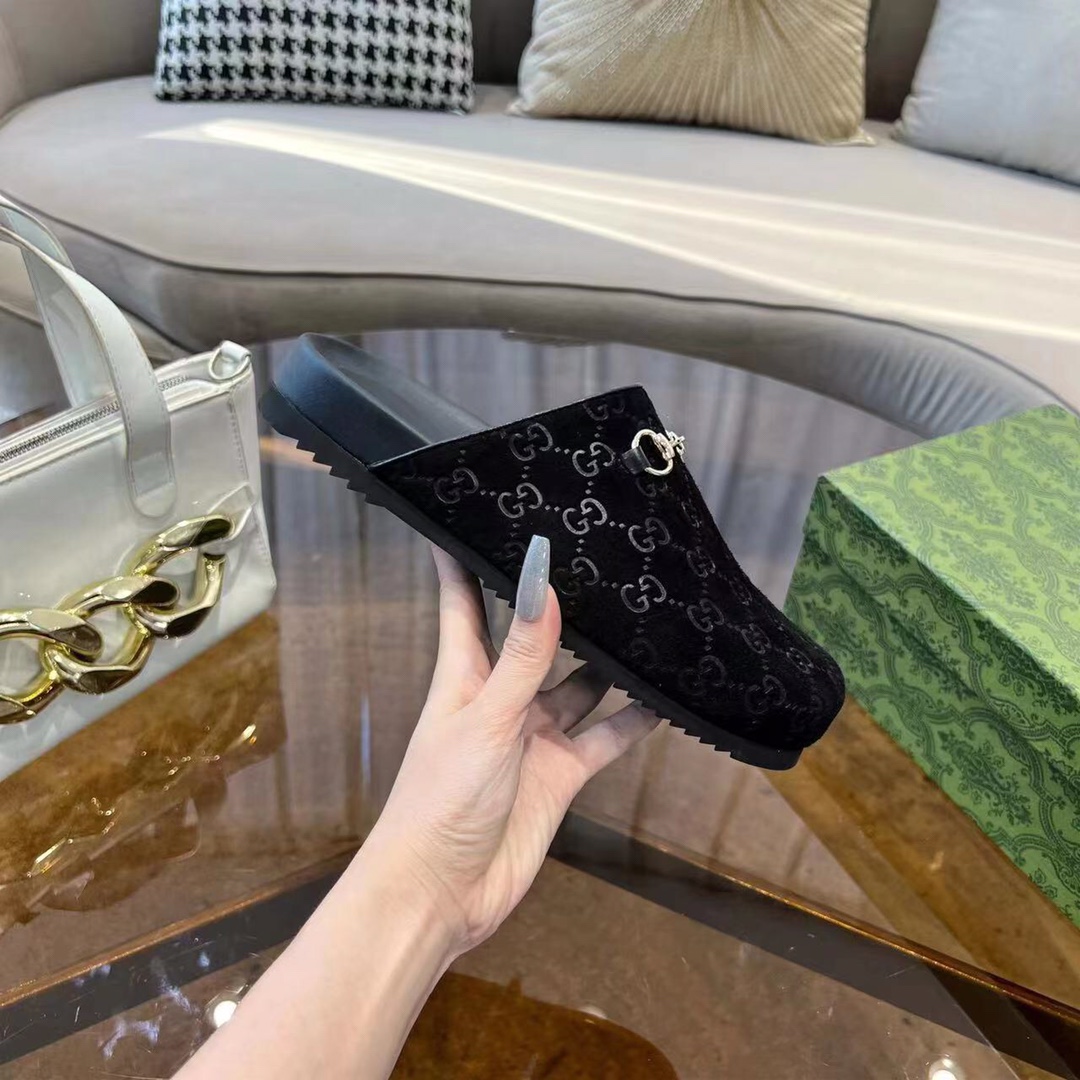 GUCCI グッチ フラットシューズ 本革 通勤 通学 ブラック - 画像 5