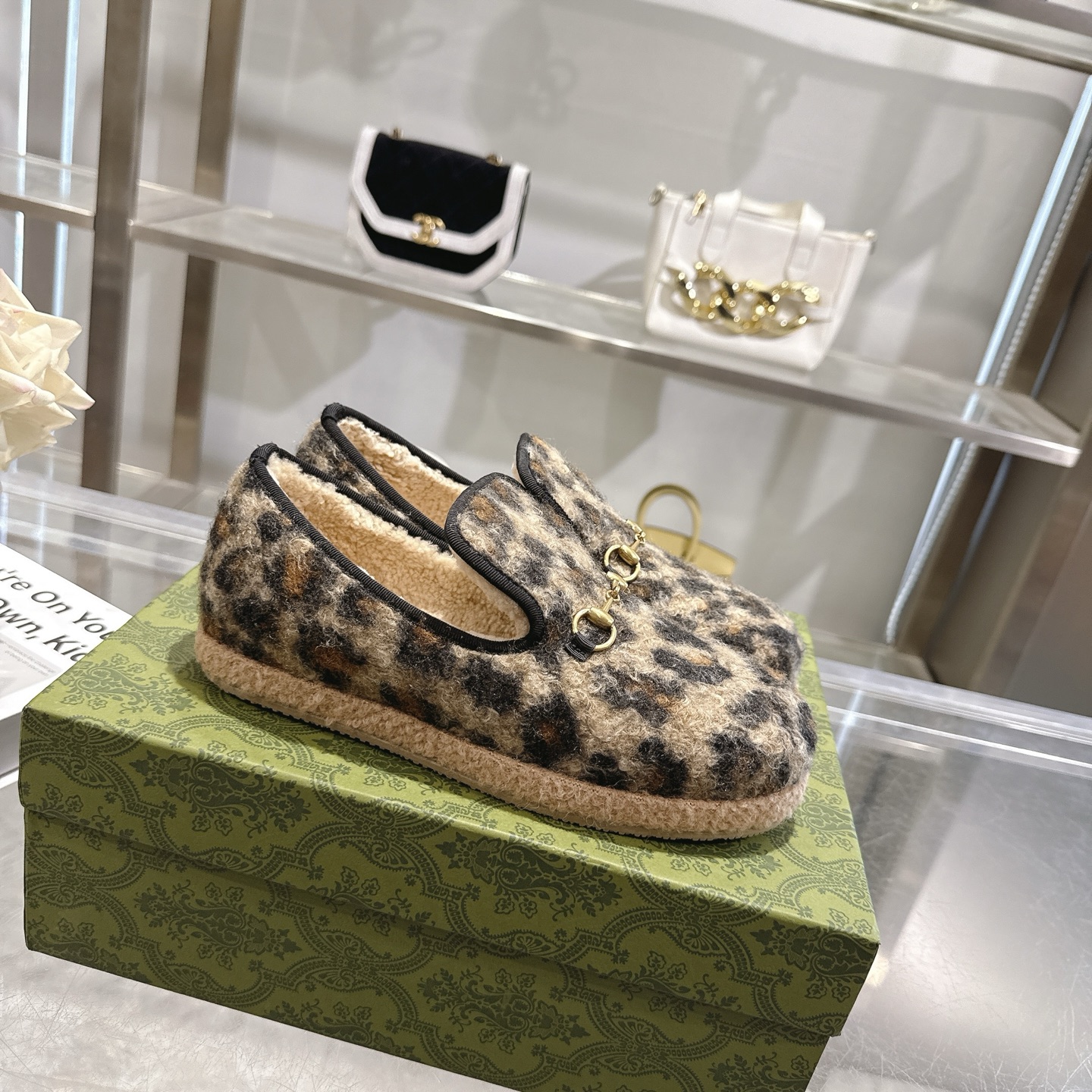 GUCCI グッチ ローファー レオパード ファー ブーツ インソール暖か ブラック 全1色