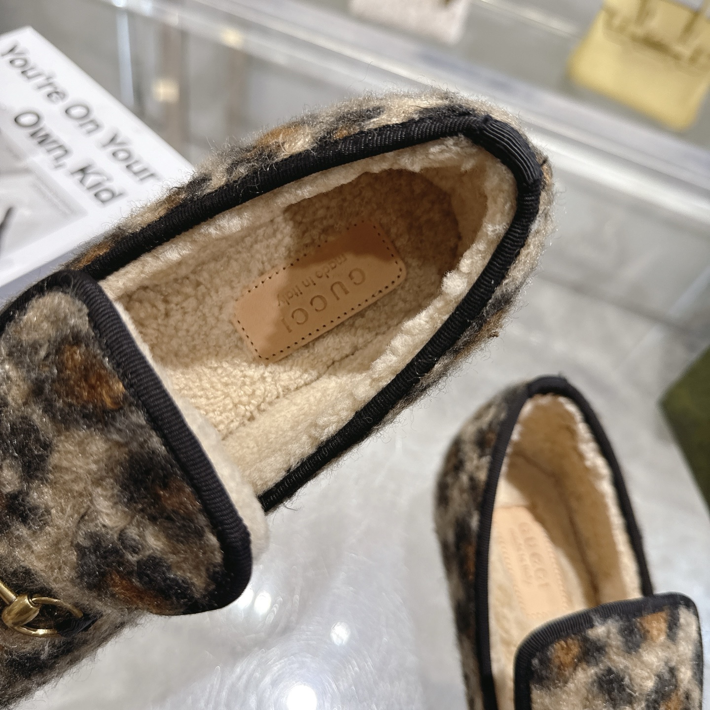 GUCCI グッチ ローファー レオパード ファー ブーツ インソール暖か ブラック 全1色 - 画像 7
