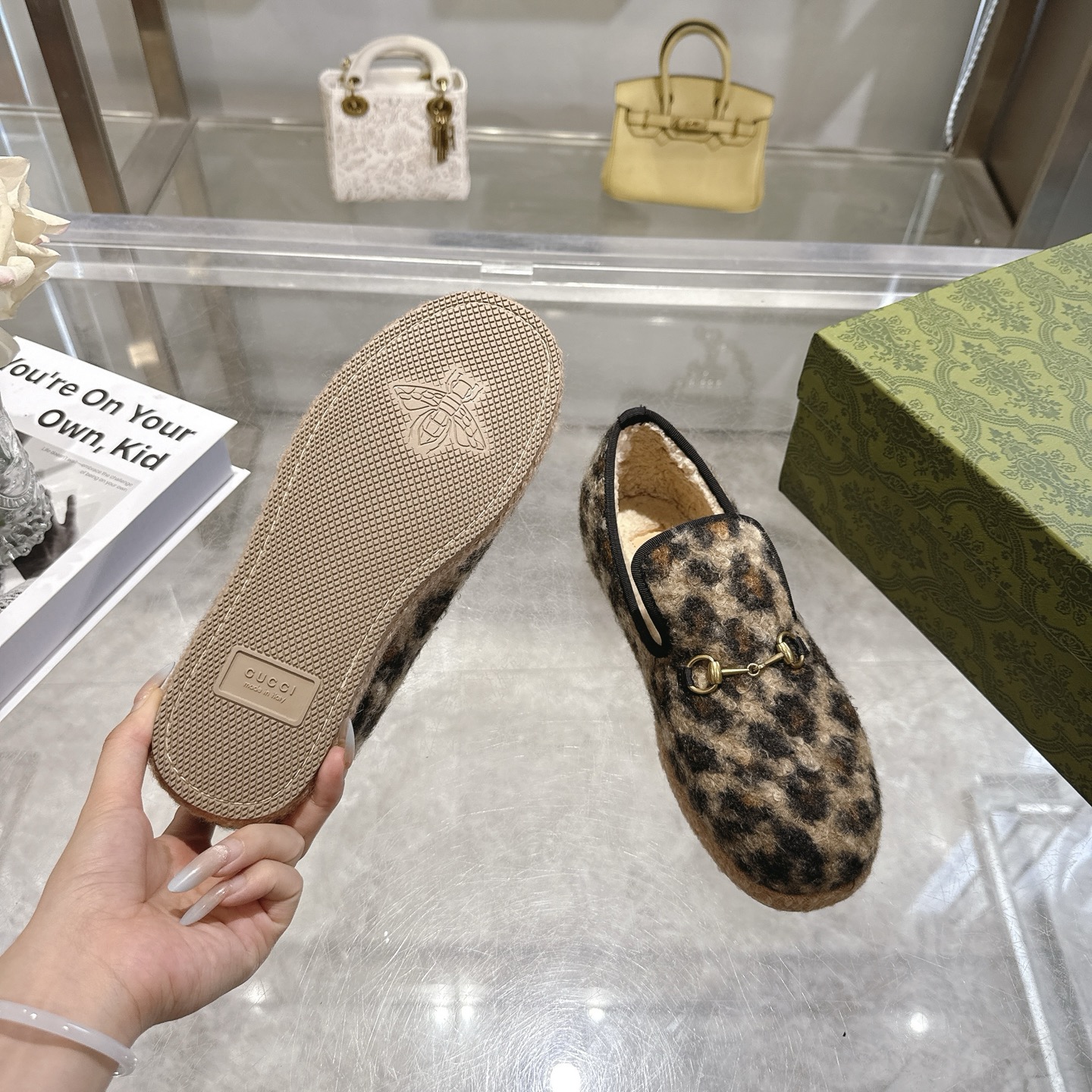 GUCCI グッチ ローファー レオパード ファー ブーツ インソール暖か ブラック 全1色 - 画像 9