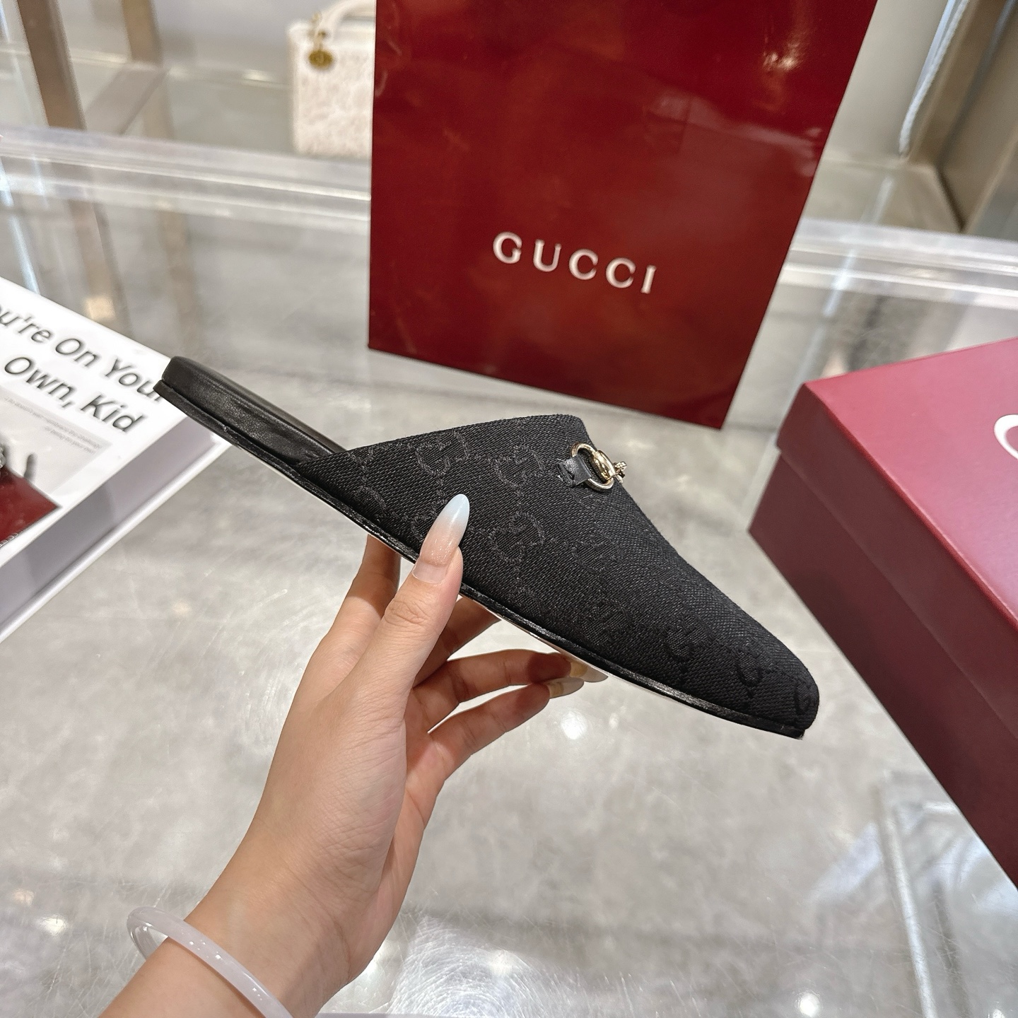 GUCCI グッチ フラットシューズ 本革 メンズ レディース ブラック - 画像 5