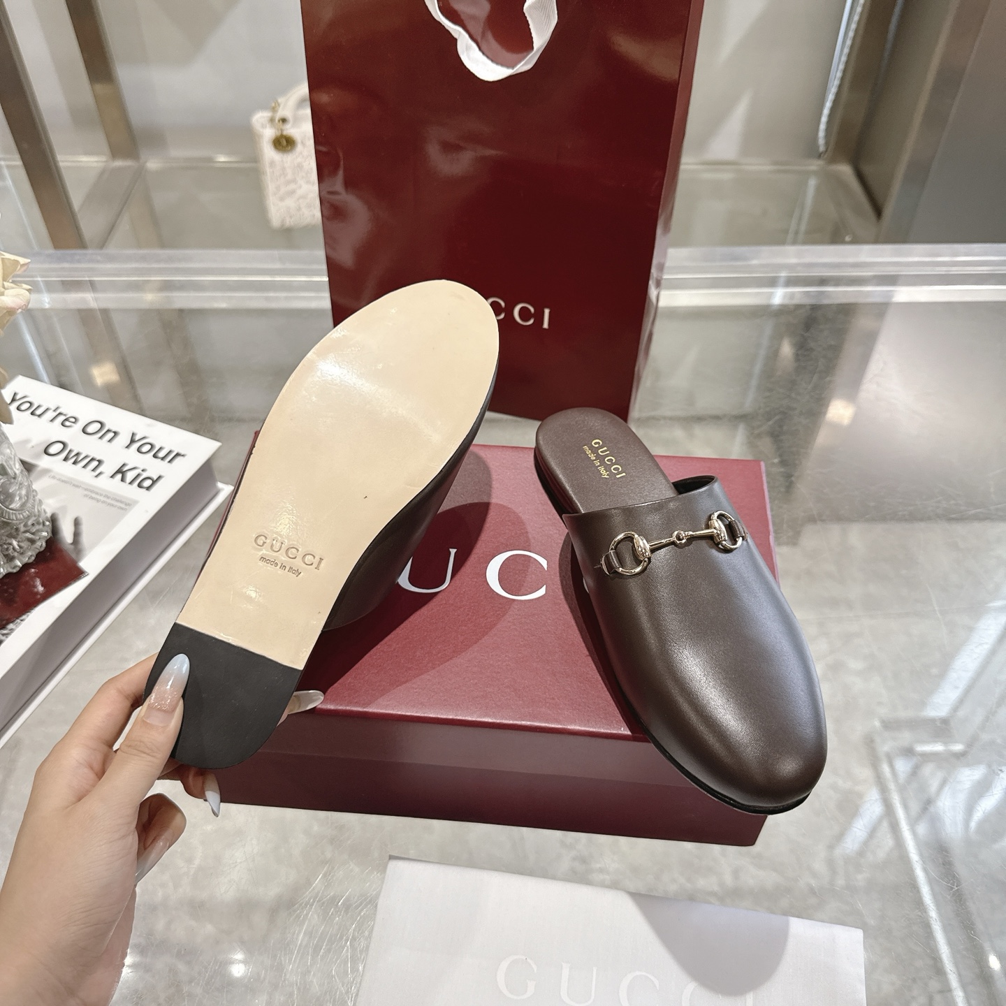 GUCCI グッチ フラットシューズ 本革 通勤 通学 ブラック - 画像 9