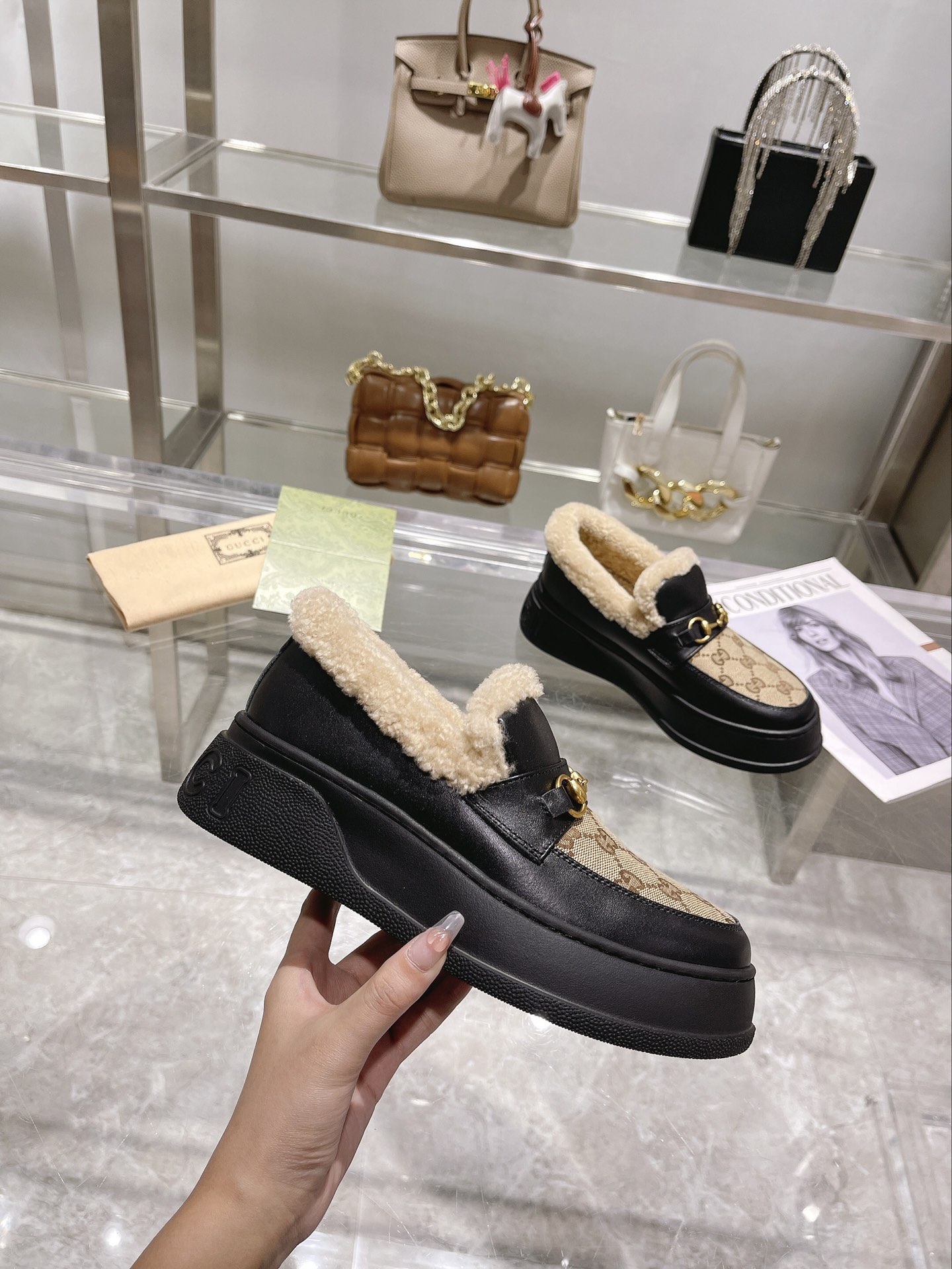 GUCCI グッチ ローファー 本革 軽量 撥水 通勤 通学 ブラック - 画像 5