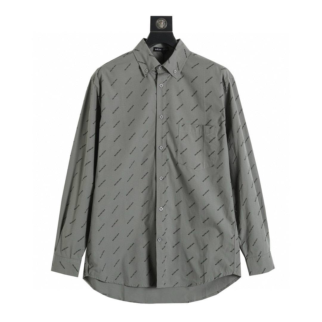 BALENCIAGA バレンシアガ シャツ 綿100% 通勤 グレー