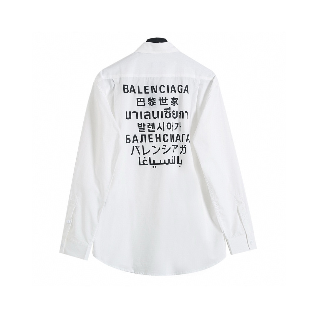 BALENCIAGA バレンシアガ ポロシャツ 七国言語印花 通勤 白色 - 画像 2