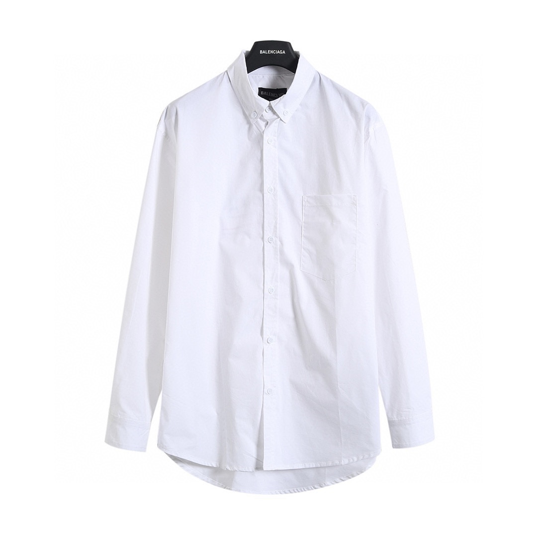 BALENCIAGA バレンシアガ ポプリンシャツ 模糊可乐印花 通勤 白色