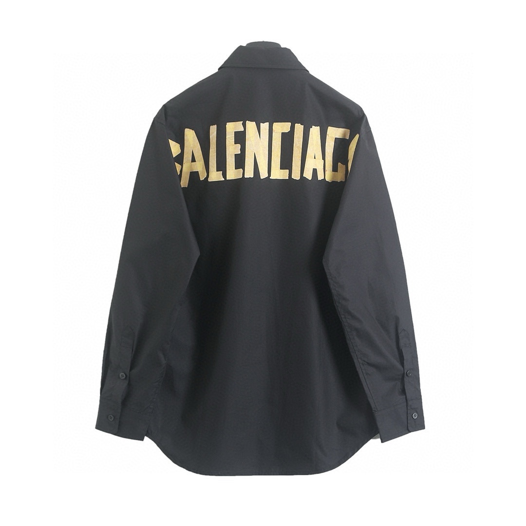 BALENCIAGA バレンシアガ ブラック シャツ 通勤 黄胶带印花 46/48/50/52 46 48 50 52 ブラック - 画像 2