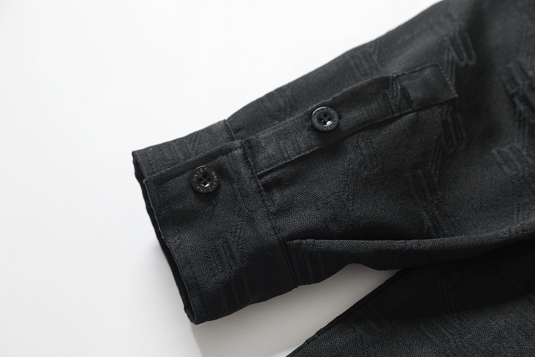 BALENCIAGA バレンシアガ ブレンド素材 ロゴ柄長袖シャツ ブラック - 画像 4