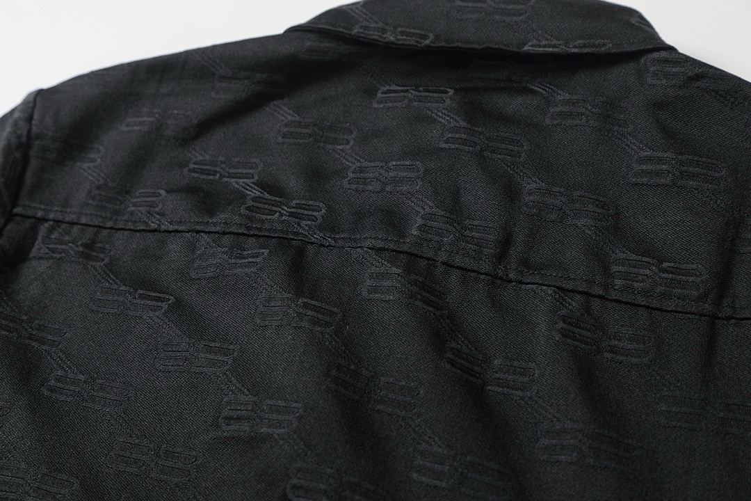 BALENCIAGA バレンシアガ ブレンド素材 ロゴ柄長袖シャツ ブラック - 画像 5