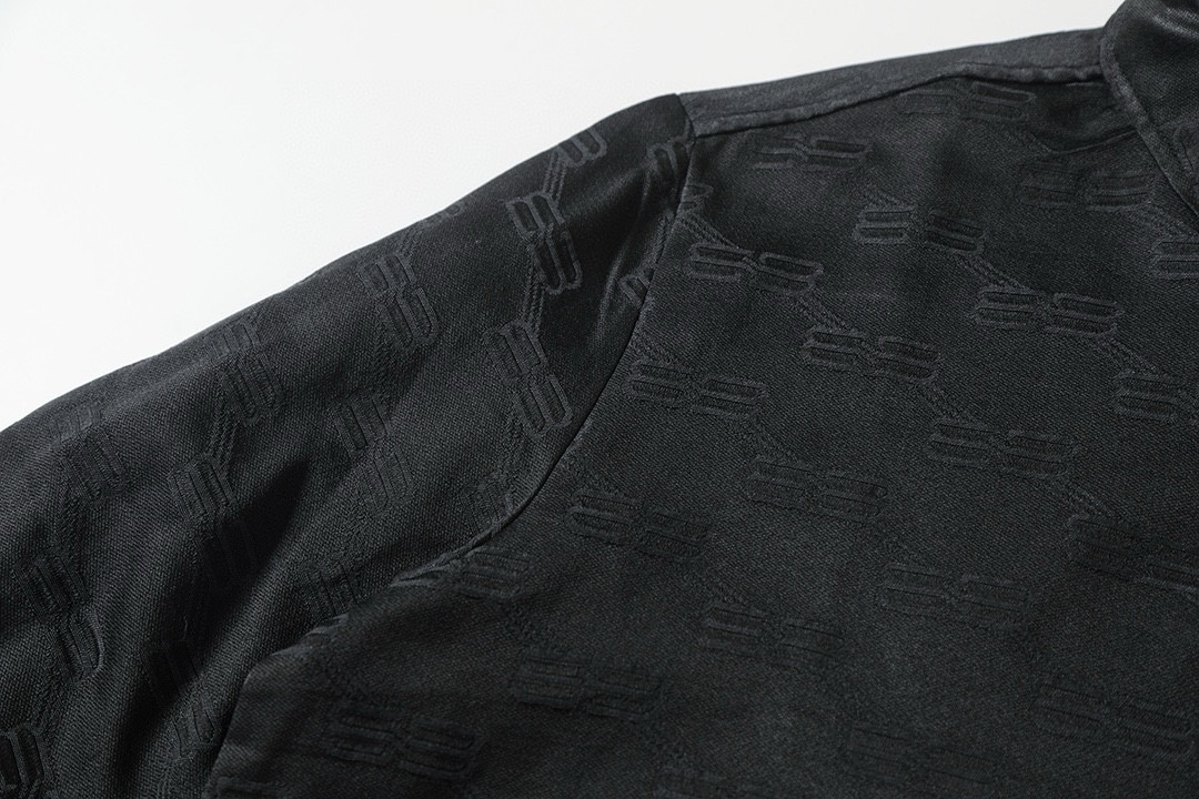BALENCIAGA バレンシアガ ブレンド素材 ロゴ柄長袖シャツ ブラック - 画像 6