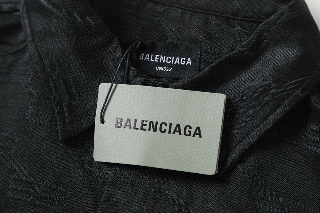 BALENCIAGA バレンシアガ ブレンド素材 ロゴ柄長袖シャツ ブラック - 画像 8