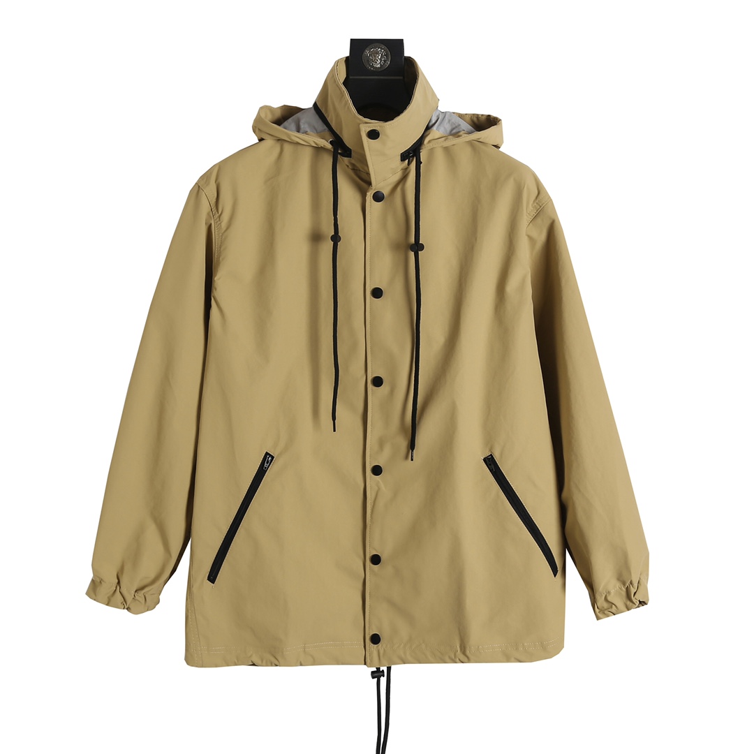 BALENCIAGA バレンシアガ 59后背Logo字母防水冲锋衣 ブラック/カーキ