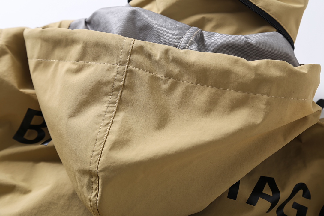 BALENCIAGA バレンシアガ 59后背Logo字母防水冲锋衣 ブラック/カーキ - 画像 6