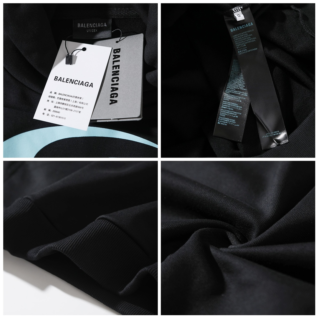 BALENCIAGA バレンシアガ 半環図騰印花フーディー ブラック - 画像 8
