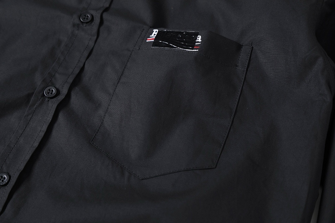 BALENCIAGA バレンシアガ フォーマルシャツ ポケット付き ブラック - 画像 4