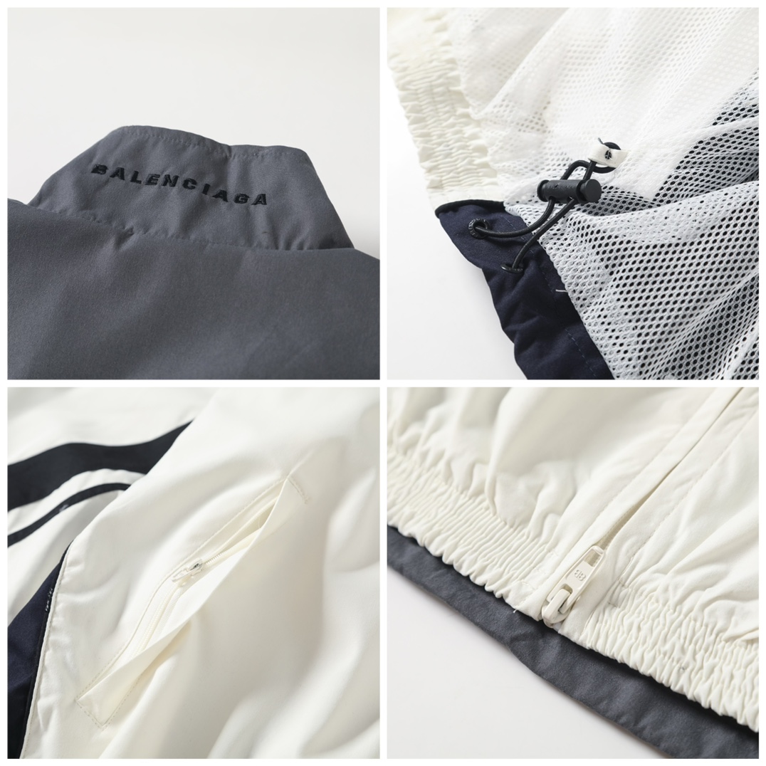BALENCIAGA バレンシアガ レディース フルジップジャケット 350g/m² ファッション ブラック/ホワイト - 画像 7