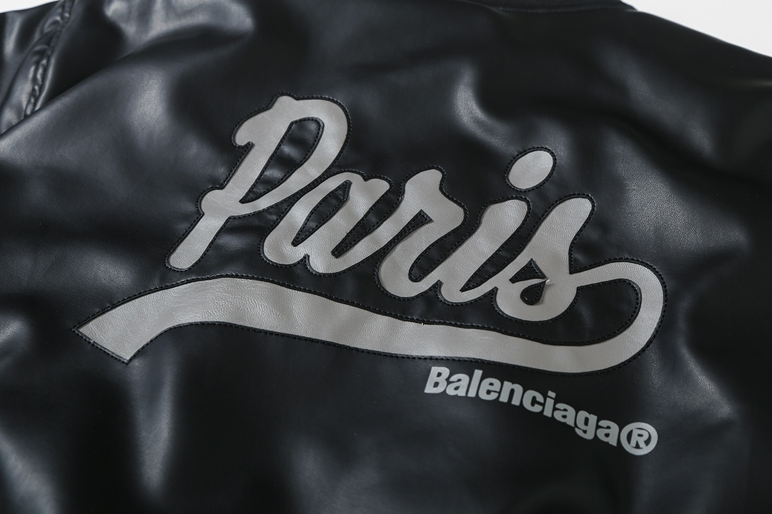 BALENCIAGA バレンシアガ レザージャケット パリ ブラック - 画像 5