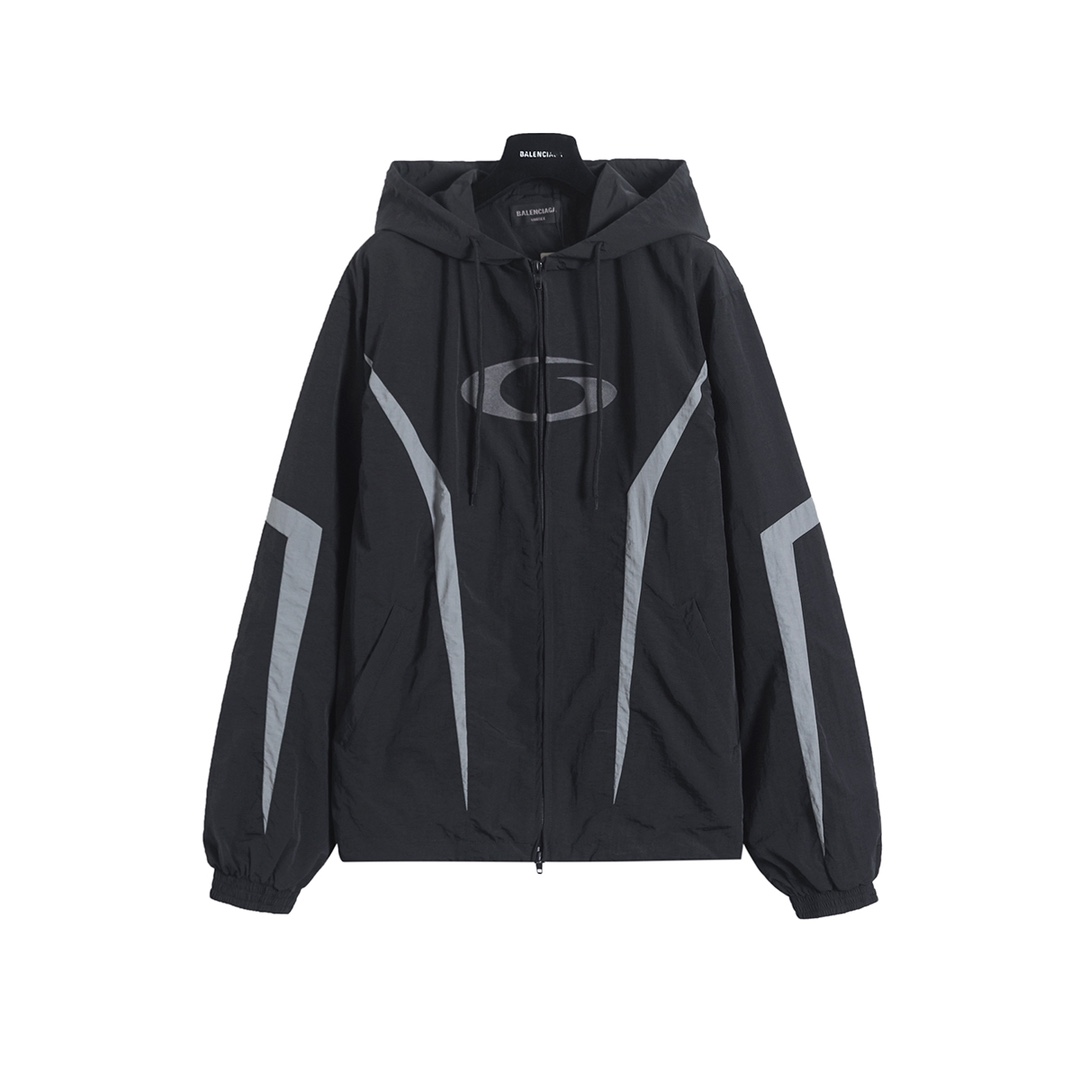 BALENCIAGA バレンシアガ フード付きジャケット 本革 通勤 通学 ブラック