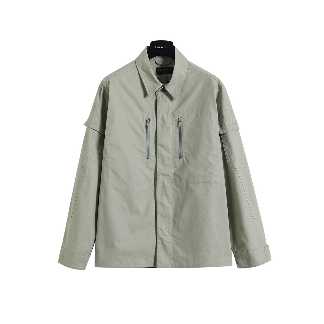 BALENCIAGA バレンシアガ 単排工装衬衫外套 黒色/緑色 - 画像 2