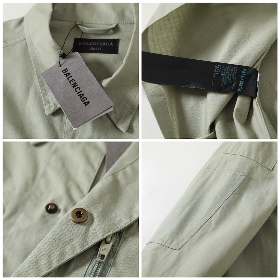 BALENCIAGA バレンシアガ 単排工装衬衫外套 黒色/緑色 - 画像 8