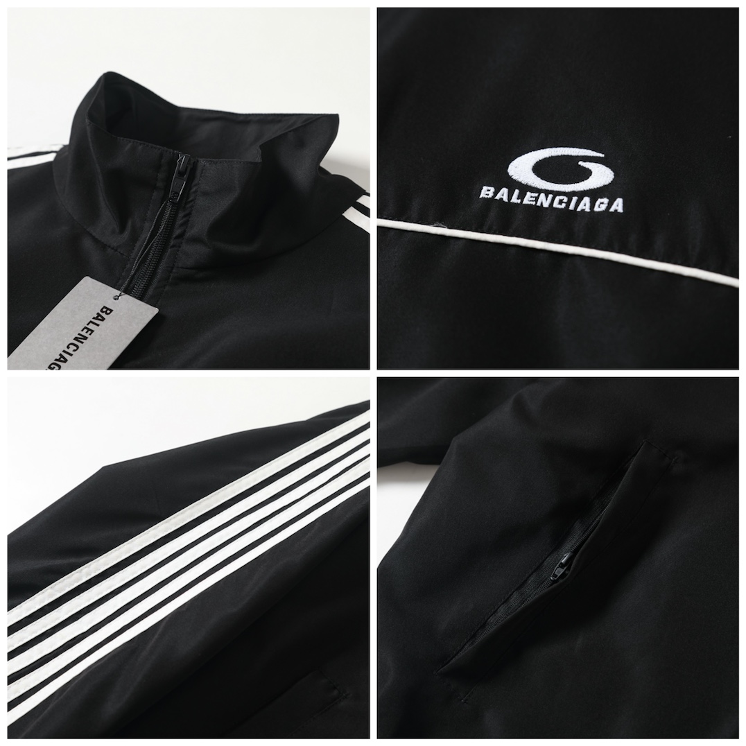 BALENCIAGA バレンシアガ フルジップジャケット + パンツ セット 通勤 通学 トレーニング 黒色 - 画像 6