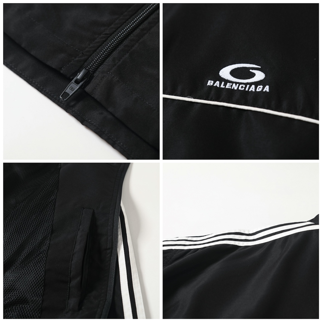 BALENCIAGA バレンシアガ フルジップジャケット + パンツ セット 通勤 通学 トレーニング 黒色 - 画像 7