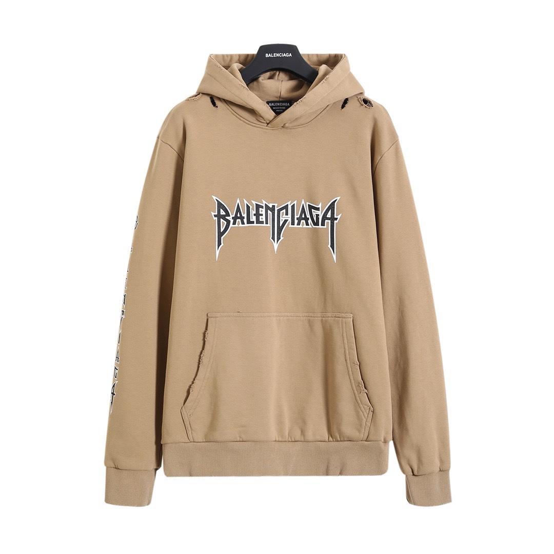 BALENCIAGA バレンシアガ フーディー 撕裂デザイン ベージュ 全1色