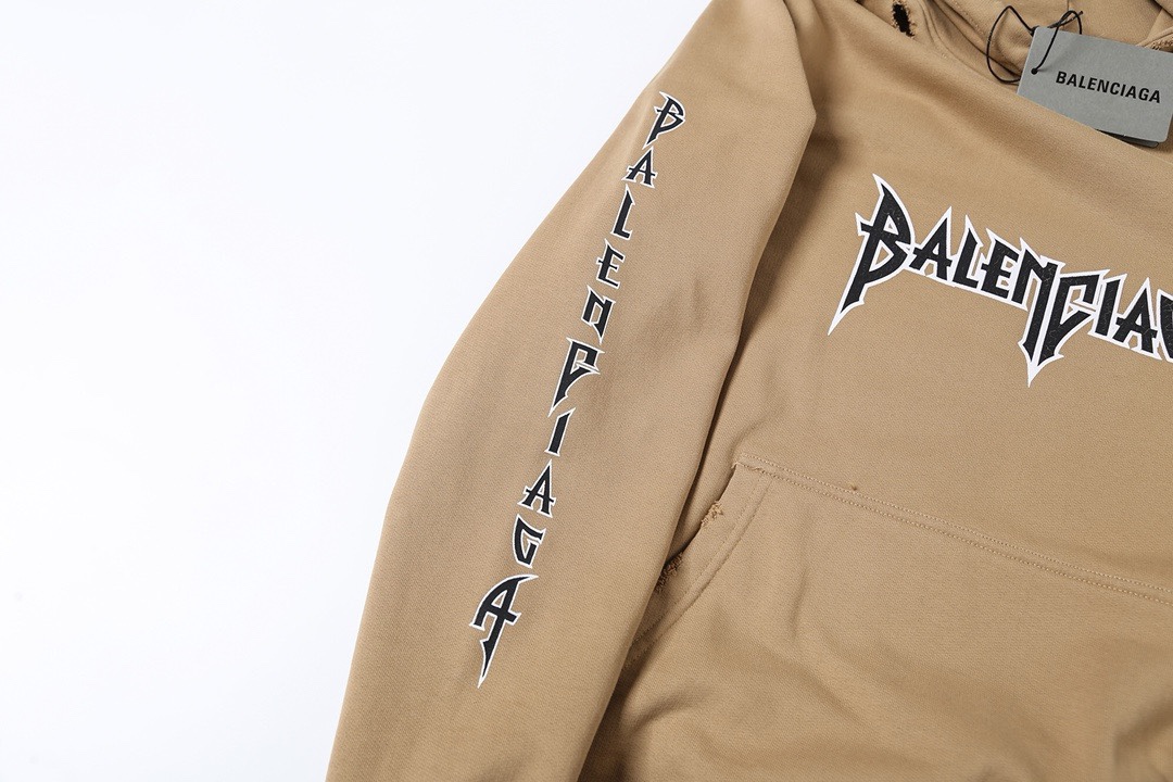 BALENCIAGA バレンシアガ フーディー 撕裂デザイン ベージュ 全1色 - 画像 4