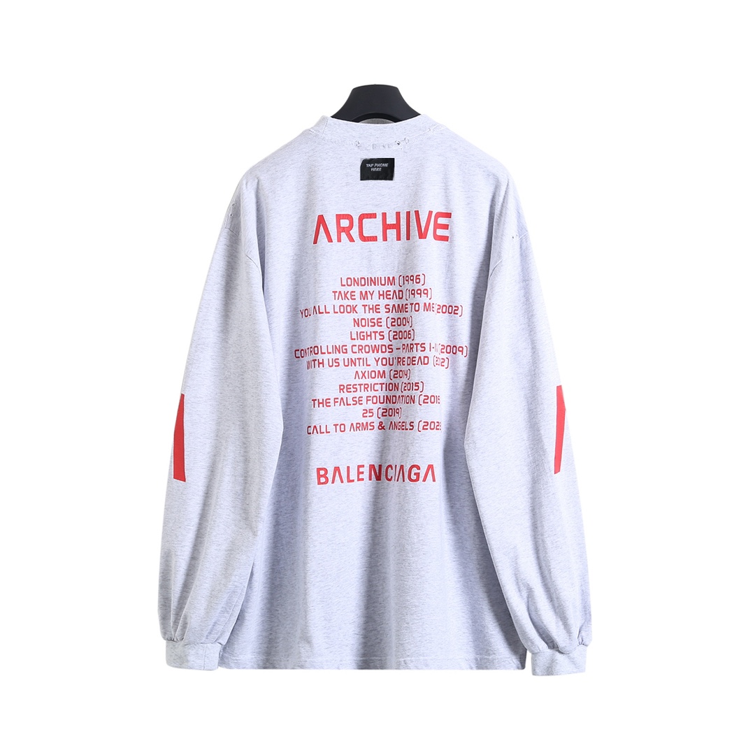 BALENCIAGA バレンシアガ ロングスリーブTシャツ ブラック/グレーヘア 全2色 - 画像 2