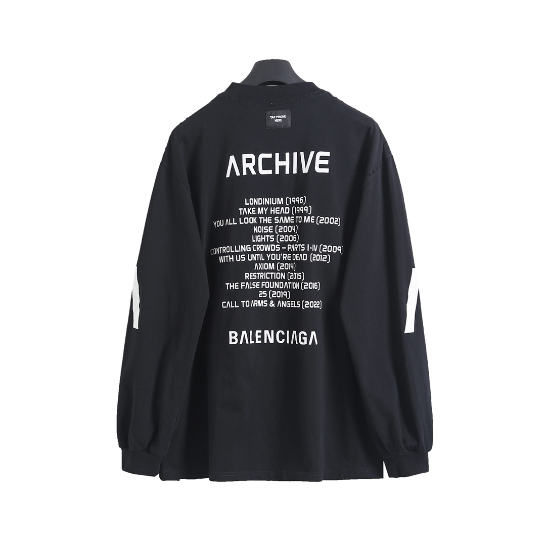 BALENCIAGA バレンシアガ ロングスリーブTシャツ ブラック/グレーヘア 全2色 - 画像 4