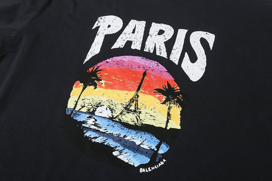 BALENCIAGA バレンシアガ ロングTシャツ パリ 染み出し ブランドTシャツ 全2色 - 画像 6