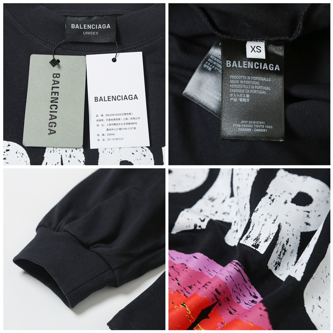 BALENCIAGA バレンシアガ ロングTシャツ パリ 染み出し ブランドTシャツ 全2色 - 画像 8