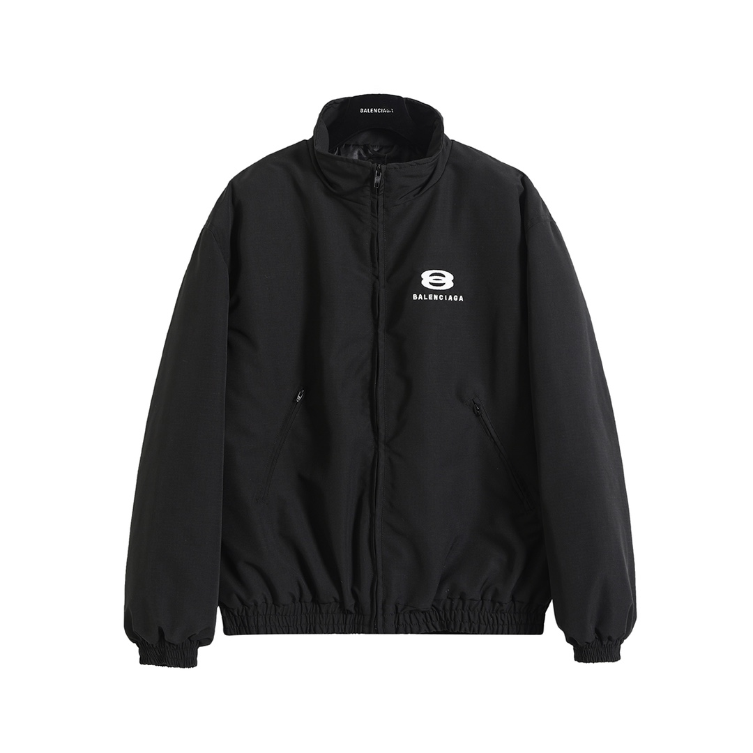 BALENCIAGA バレンシアガ フリースジャケット 本革 ブルゾン 黒色