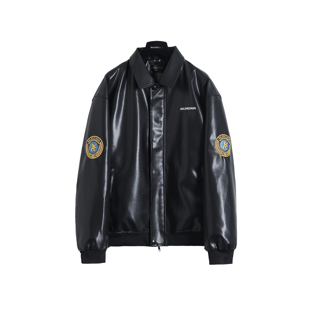 BALENCIAGA バレンシアガ レザー フラップポケット ブルゾン ブラック