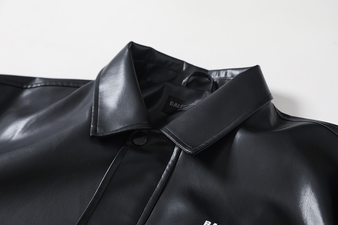 BALENCIAGA バレンシアガ レザー フラップポケット ブルゾン ブラック - 画像 4