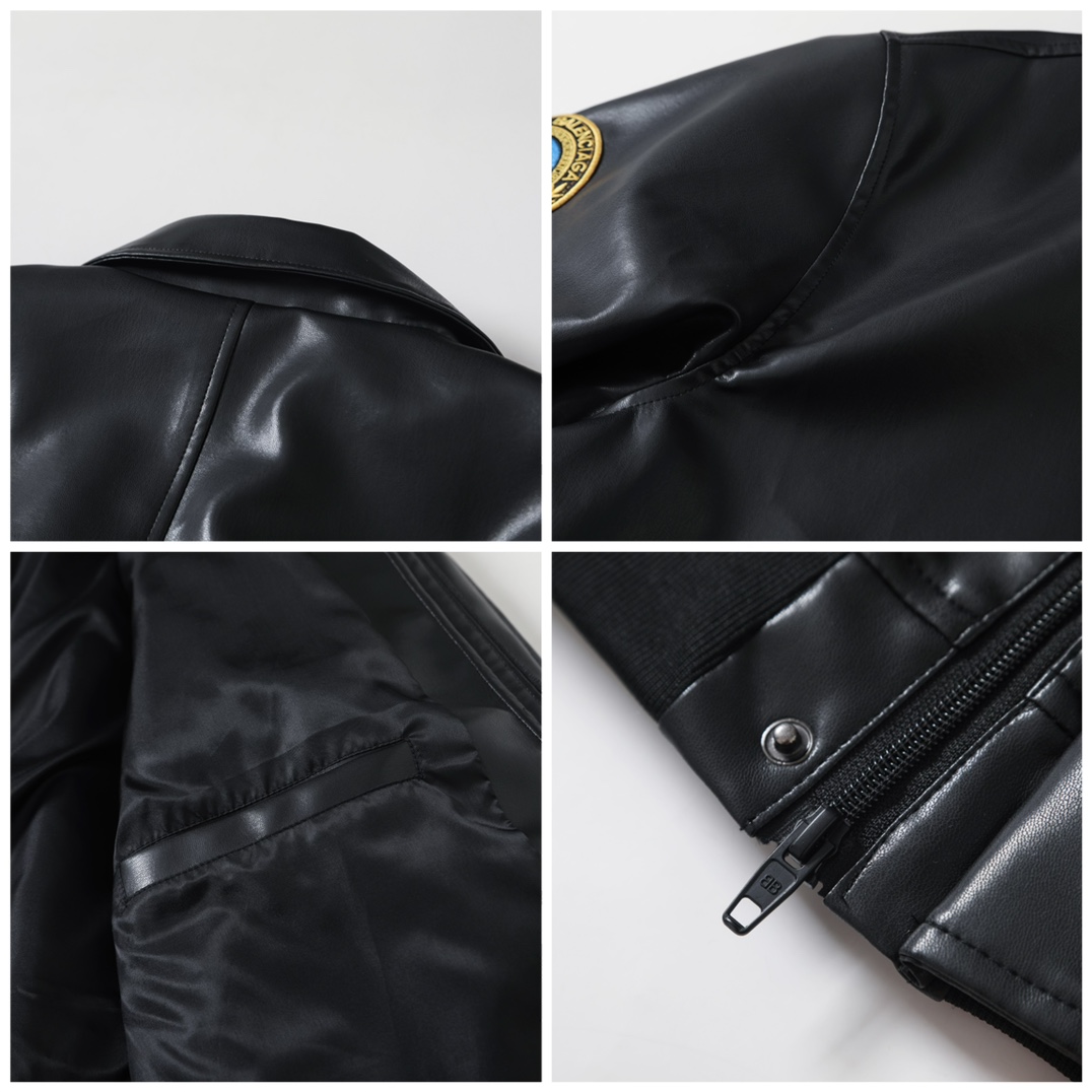 BALENCIAGA バレンシアガ レザー フラップポケット ブルゾン ブラック - 画像 8