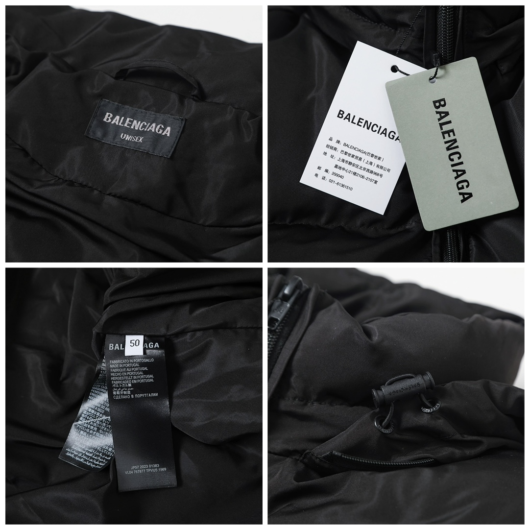 BALENCIAGA バレンシアガ ダウンジャケット 本革 ブラック - 画像 8