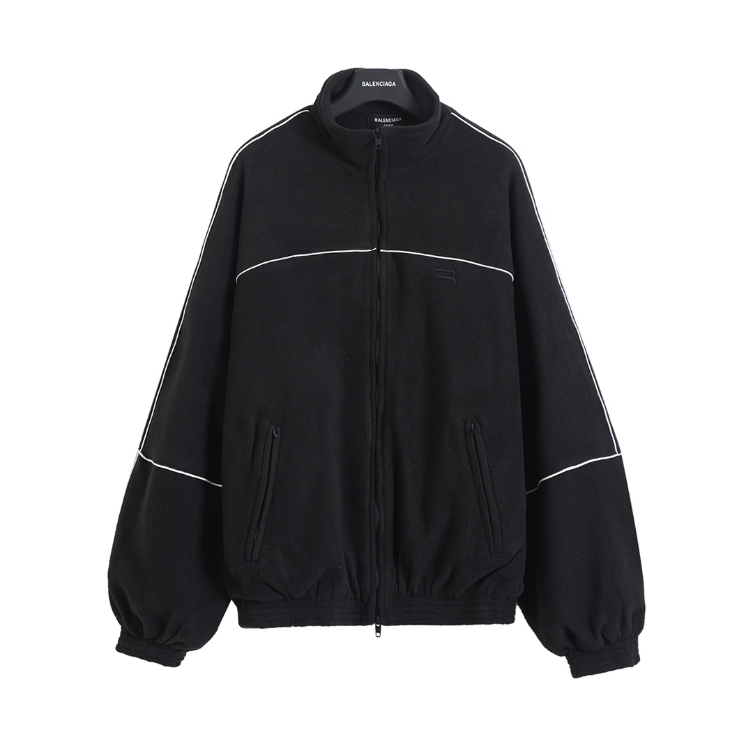 BALENCIAGA バレンシアガ フリースジャケット 本革 ファスナー ブラック - 画像 4