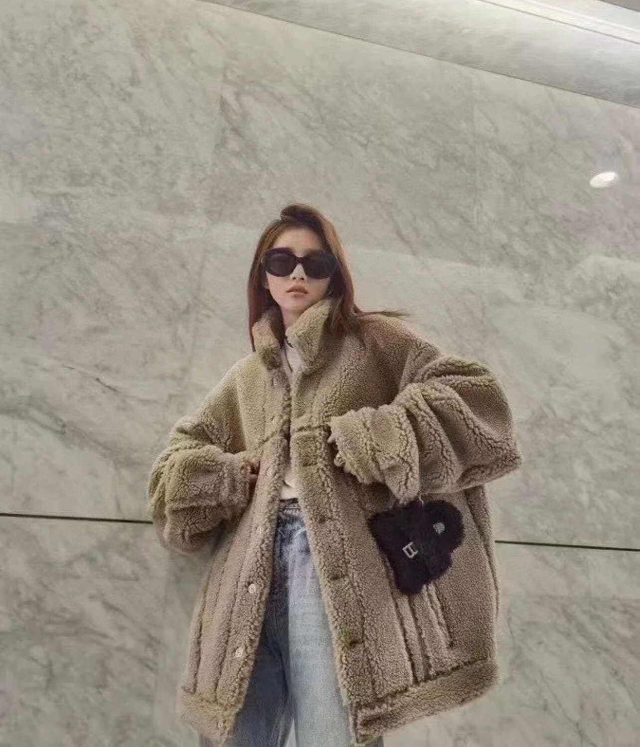 BALENCIAGA バレンシアガ ファー ブルゾン カーキ