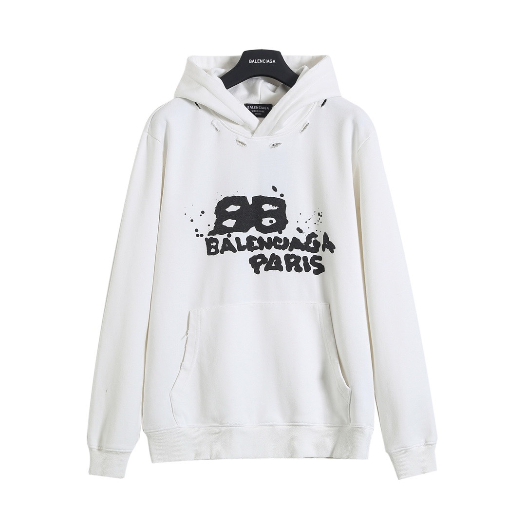 BALENCIAGA バレンシアガ ロゴプリントパーカー 黒/白 全2色 - 画像 4